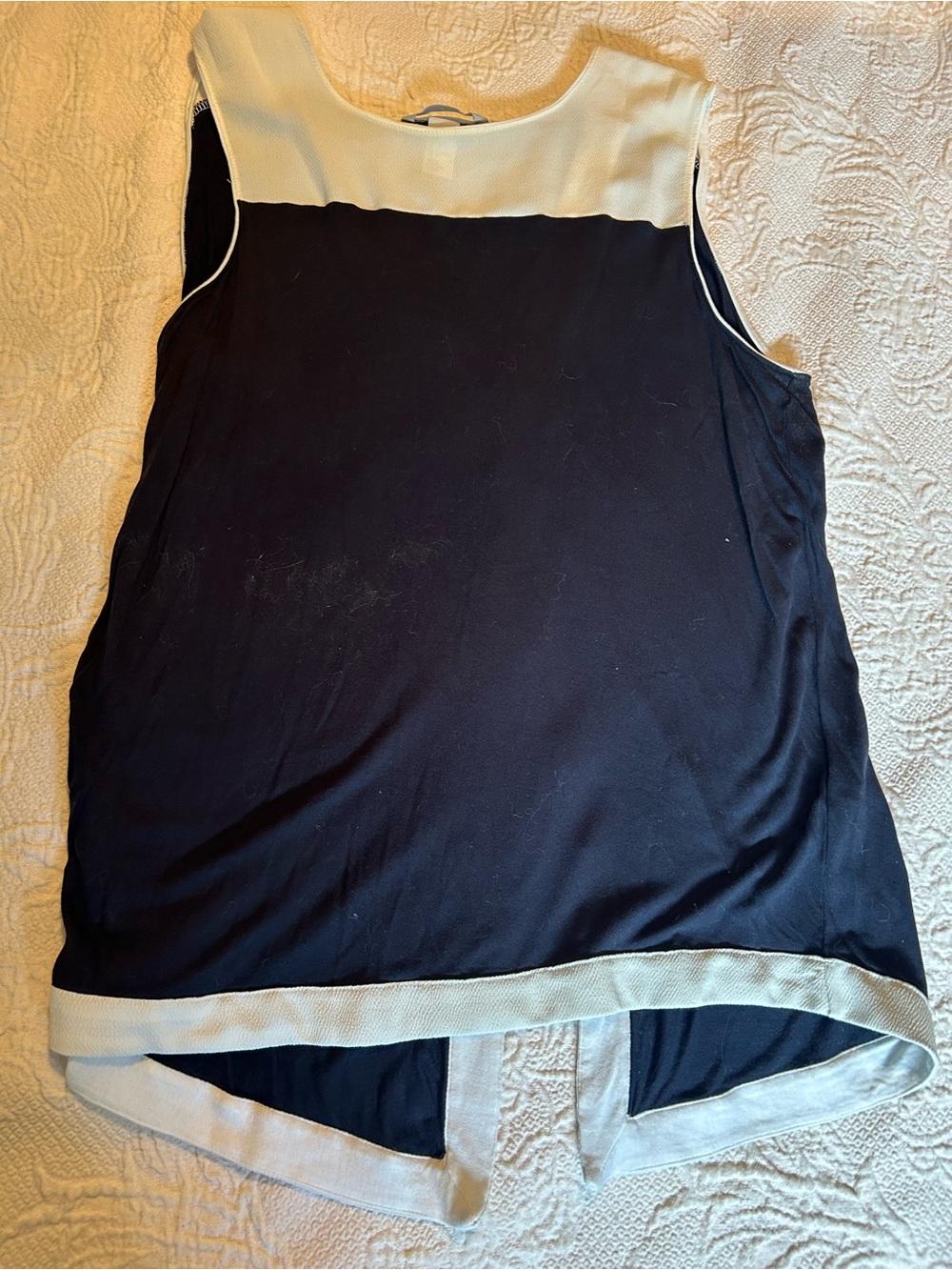 H&M Navy and Cream Colorblock Sleeveless Tank